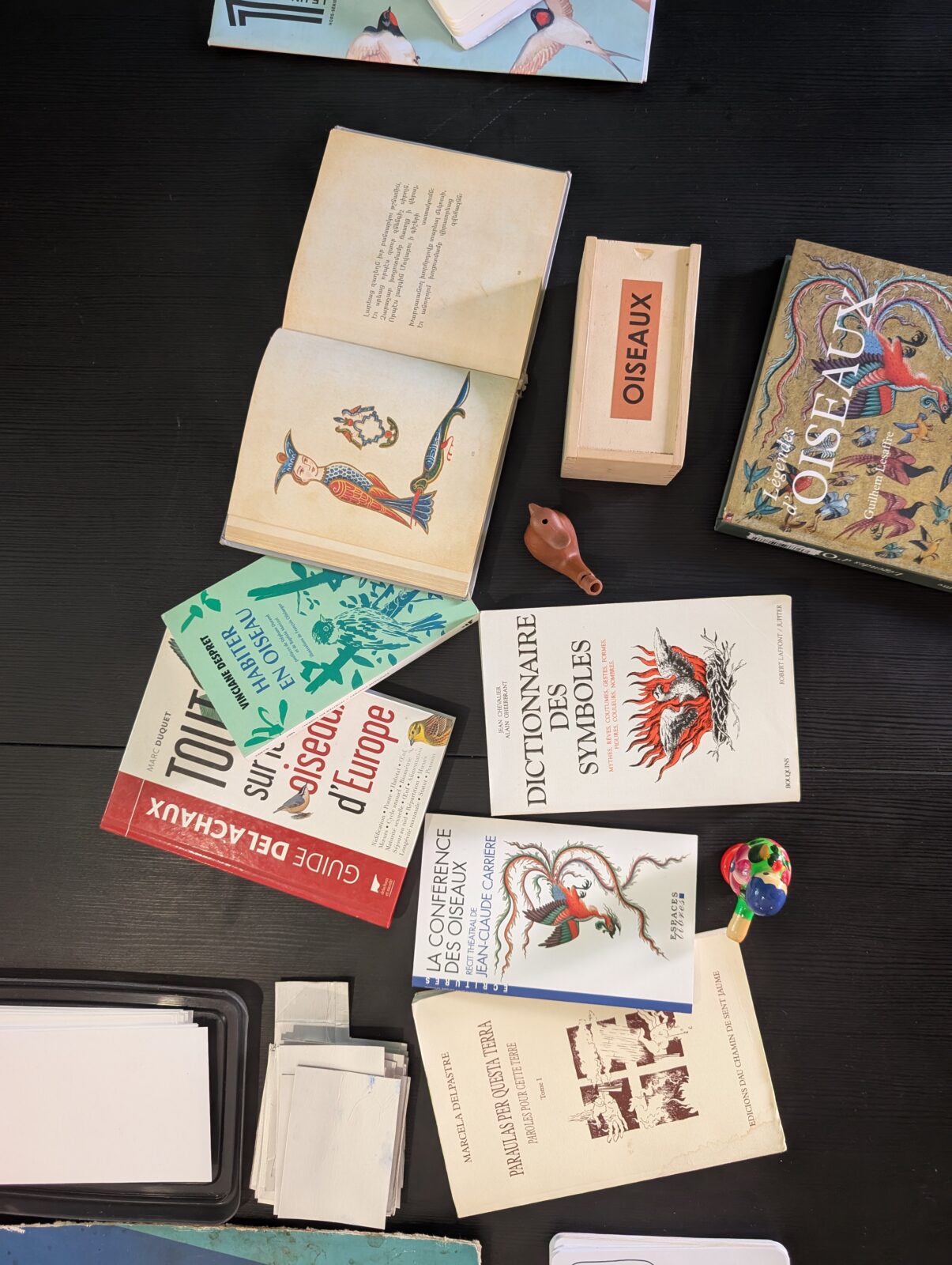 Les livres qui inspirent la recherche d’Alice Durot sur les oiseaux et leurs symboliques dans les poèmes, la littérature orale, et les chants traditionnels, de l’Occitanie à l’Arménie.